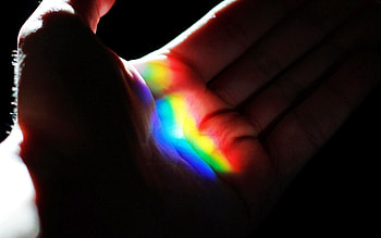 Rainbow, Macro, Dark, Hand, Palm HD wallpaper