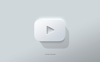 YouTube logo, white background, YouTube 3d logo, 3d art, YouTube, 3d YouTube emblem HD wallpaper
