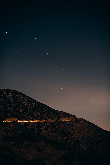 Night, Mountain, Dark, Starry Sky, Hill HD phone wallpaper