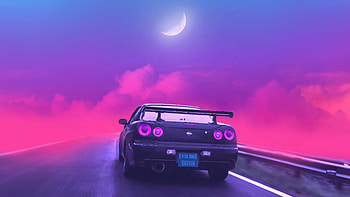 Nissan Gtr Synthwave, nissan, nissan-gtr, cars, synthwave, vaporwave, artist, artwork, digital-art HD wallpaper