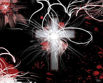 darkcrosse. jpg, swirls, dark, cross, red HD wallpaper