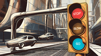 Traffic Light: A Modern Urban Scene, traffic light, futuristic city, futuristic car, cityscape, vehicle HD wallpaper