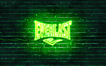 Everlast green logo, , green brickwall, Everlast logo, brands, Everlast neon logo, Everlast HD wallpaper