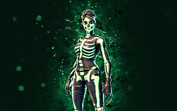 Green Glow Skull Ranger, , green neon lights, Fortnite Battle Royale, Fortnite characters, Green Glow Skull Ranger Skin, Fortnite, Green Glow Skull Ranger Fortnite HD wallpaper
