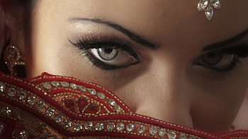 Woman of the East, sexy, eastern, gray eyes, eyes, beautiful, middle east, sultry, woman HD wallpaper