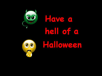 Halloween Smileys, greeting, halloween, black, smileys, yellow, green, demon HD wallpaper