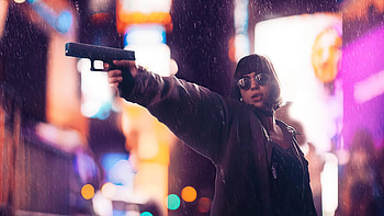Rainy Night, gun, artist, artwork, digital-art HD wallpaper