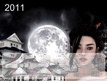 Calendar 2011, moon, 3d, calendar, woman HD wallpaper