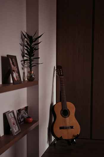 Music, Interior, Guitar, Musical Instrument, Room HD phone wallpaper