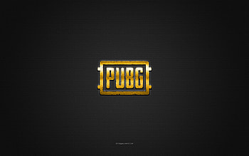 PUBG logo, PLAYERUNKNOWNS BATTLEGROUNDS, yellow shiny logo, PUBG metal emblem, gray carbon fiber texture, PUBG, brands, creative art, PUBG emblem HD wallpaper