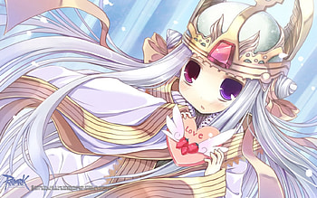 Kawaii girl, bicolored eyes, blush, girl, long hair, heart HD wallpaper