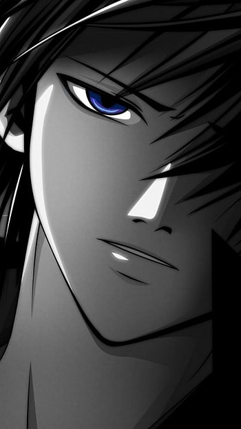 Anime Cute Boy, Black And White Theme, background HD phone wallpaper