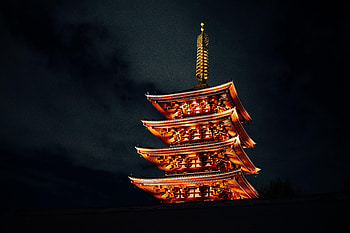 Architecture, Building, Dark, Miscellanea, Miscellaneous, Backlight, Illumination, Pagoda HD wallpaper