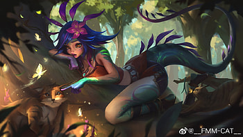 Neeko the Chameleon, girl, fmm cat, fmmcat, eko, fantasy, chameleon HD wallpaper