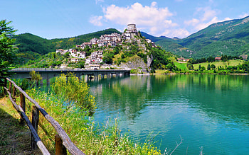 Lazio, Lago del Turano, Rieti, Italy HD wallpaper