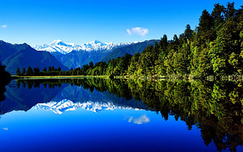 LAKE in REFLECTION, reflection, ake, new zealand, sky, forests, mountains, water HD wallpaper