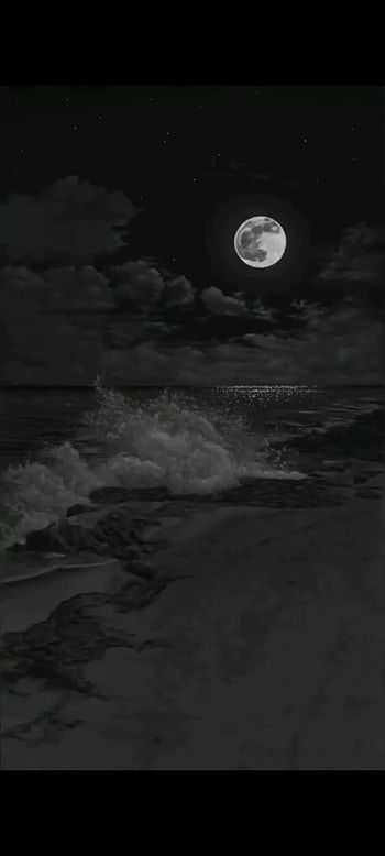 Moon,sea shore, atmosphere, sky HD phone wallpaper