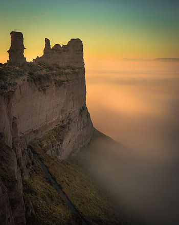 Nature, Rock, Mountain, Fog, Break, Precipice, Height, Stone HD phone wallpaper