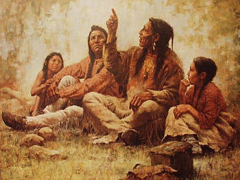 the story teller, the people, family, indians HD wallpaper