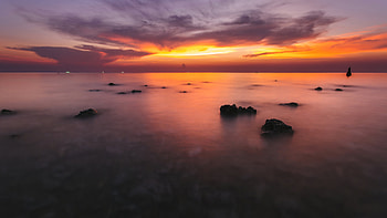Silent Ocean Sunset , ocean, sunset, nature HD wallpaper