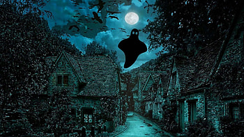 Halloween village, Ghosts HD wallpaper