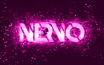 Nervo purple logo, , Australian DJs, purple neon lights, Olivia Nervo, Miriam Nervo, purple abstract background, Nick van de Wall, Nervo logo, music stars, Nervo HD wallpaper