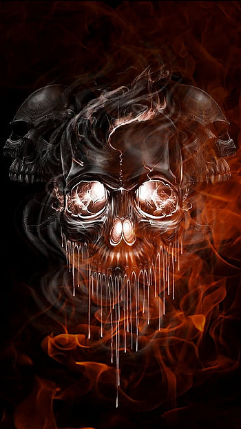 Fire Skull, art, beard HD phone wallpaper