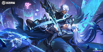 Fantasy couple, man, blue, fantasy, sword, fight, girl, 3q studio HD wallpaper
