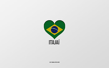 I Love Itajai, Brazilian cities, Day of Itajai, gray background, Itajai, Brazil, Brazilian flag heart, favorite cities, Love Itajai HD wallpaper