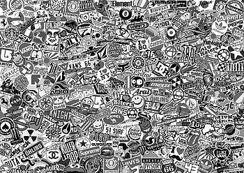 Sticker Bomb Black And White, Anime Sticker Bomb HD wallpaper