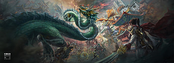 Dragon, art, green, chace, fantasy HD wallpaper