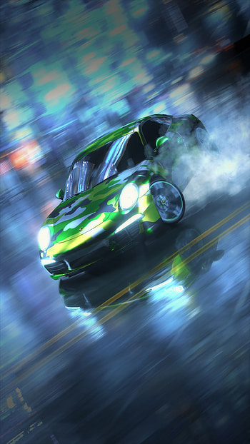 Car Drifting, Green Car HD phone wallpaper