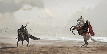 Mistbound Duel: Knights at Dawn, fantasy, knight HD wallpaper