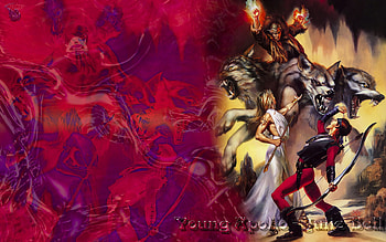 Young Apollo, fantasy, red, wizard, people, apollo, wolfs, warrior HD wallpaper