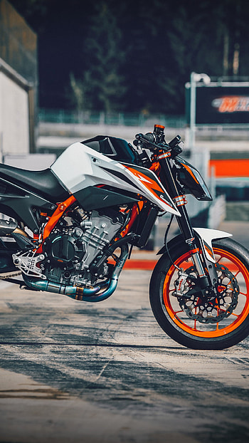 Ktm Bike, White Orange Bike, Sport Bike, Rider Bike HD phone wallpaper