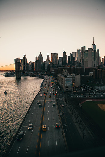 Cities, City, Road, Bridge, Evening HD phone wallpaper