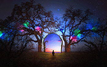 Art, Silhouette, Starry Sky, Arch, hop, Fantastic, Fairy, Fabulous HD wallpaper