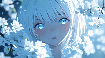 Serene Blossom: White Anime Girl in Ultra, Anime, anime girl, white anime HD wallpaper