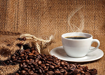 Coffee, hot, beans, cloth, cup HD wallpaper