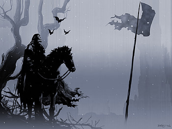 General Kael Rides Again, banner, crow, skull, willow, general keal, dark, death HD wallpaper