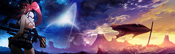 Tengen Toppa Gurren Lagann, Dual screen anime, Mind-blowing visuals, Christopher Thompson HD wallpaper