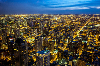 Cities, Architecture, Building, Lights, View From Above, Night City, Skyscrapers HD wallpaper