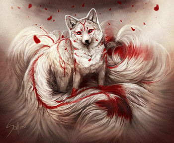 Fantasy, abstract, wolf, art HD wallpaper