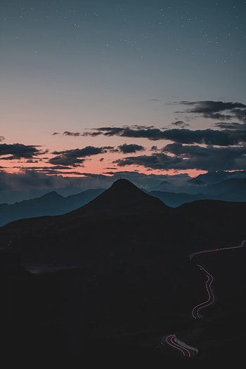 Nature, Twilight, Mountain, Vertex, Top, Road, Dusk HD phone wallpaper