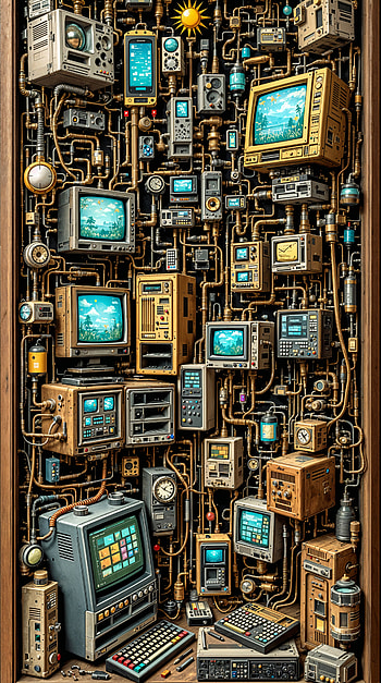 Retro Tech Vibes: A Unique HD phone wallpaper