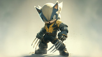 Sonic X Wolverine , sonic, wolverine, movies, artwork, art, digital-art, ai HD wallpaper
