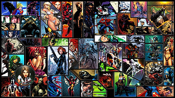 Black Widow, Spider Man, Deadpool, Silver Surfer, Hulk, Superman, Green Lantern, Wolverine, Batman, Captain America, Supergirl, Wonder Woman, ... HD wallpaper