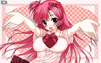 hug?, cute, girl, pink, anime HD wallpaper