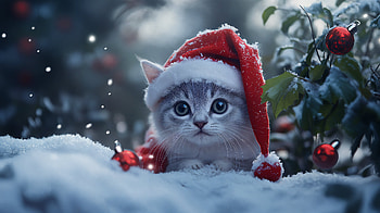 Christmas Cat in Ultra, christmas cat, cat, Christmas, snow, holiday HD wallpaper