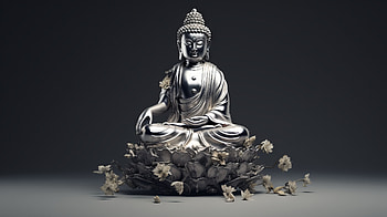 Silver Buddha Statue, statue, silver, buddha, religious, buddhism HD wallpaper